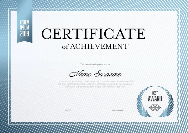 Modern Certificate Achievement Template Place Your Content Metallic Blue Design — Wektor stockowy