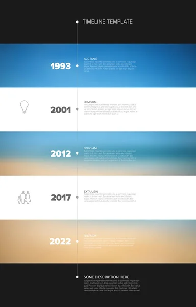 Modèle Timeline Dépouillé Avec Des Espaces Réservés Pour Les Photos — Image vectorielle