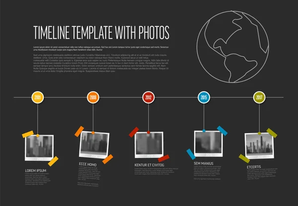 Vector Infographic Company Milníky Šablona Časové Osy Zástupnými Znaky Fotografií — Stockový vektor