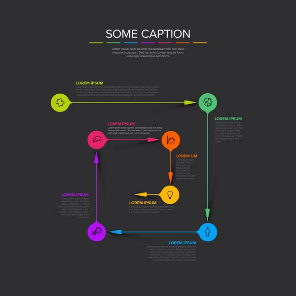 Modello Schema Infografico Spirale Con Elica Scura Vettoriale Formato Puntatori — Vettoriale Stock