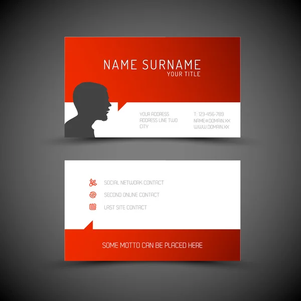 Modern simple red business card template with user profile — Stock Vector