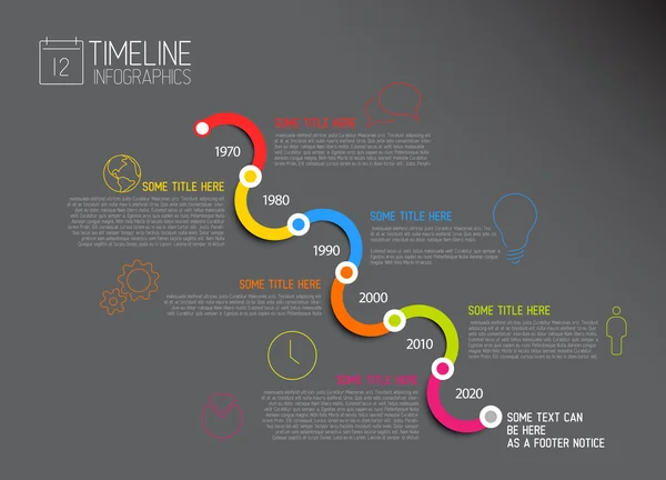 Modèle de rapport de chronologie en diagonale d'infographie sombre — Image vectorielle