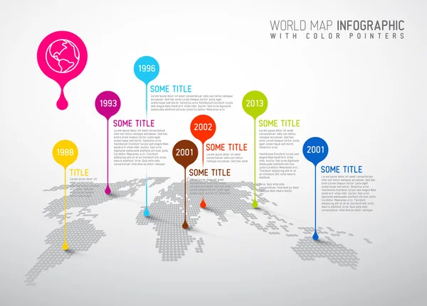 Mapa mundial com marcas de ponteiro Vetor De Stock