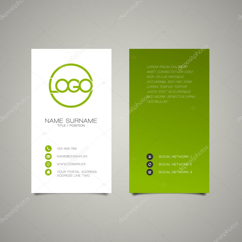 Modern simple vertical business card template