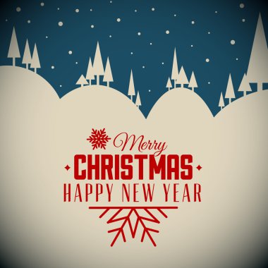 vektör retro gece karlı Noel kartı