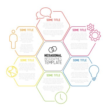 Modern hexagonal Infographic report template clipart