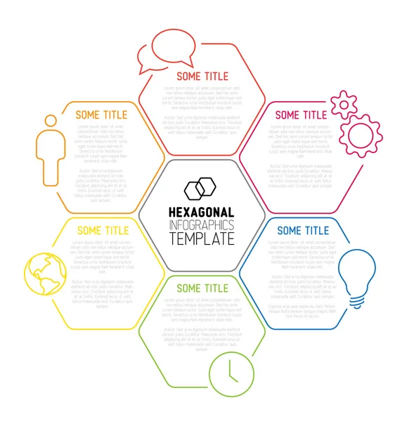 Moderne zeshoekige infographic rapportsjabloon — Stockvector