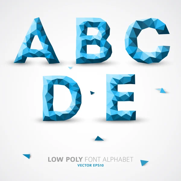 Vector low poly alphabet font — Stock Vector