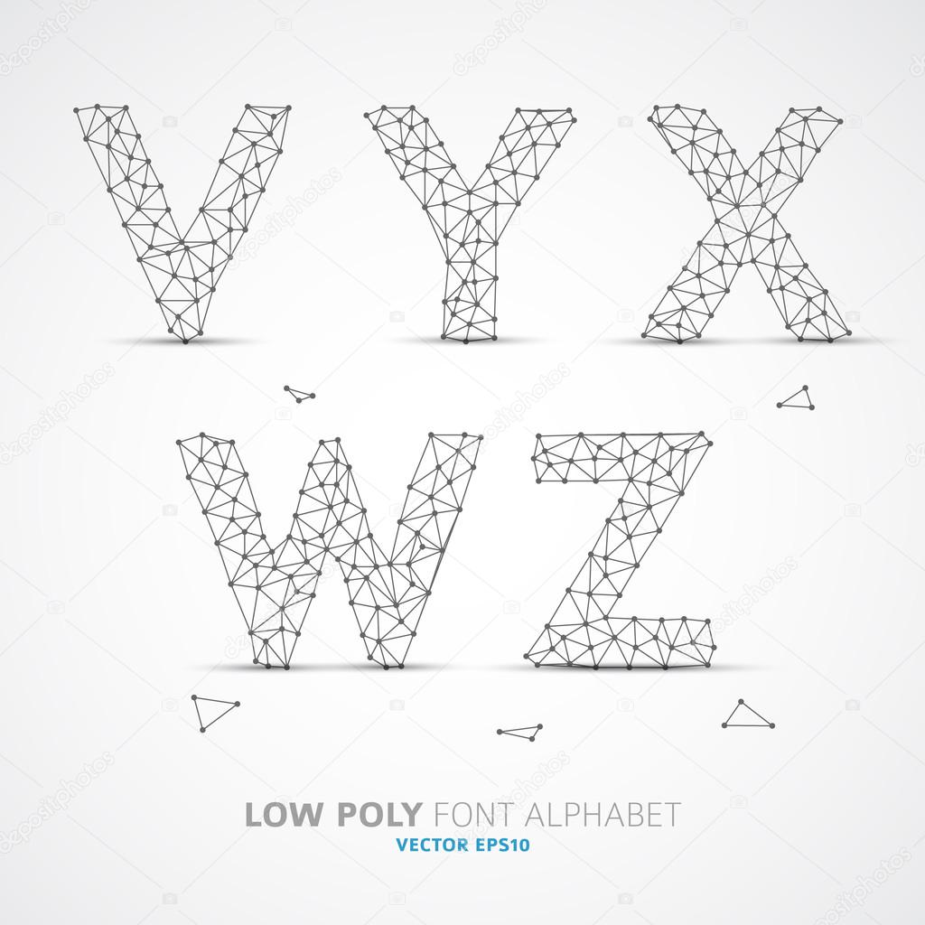 Vector low poly alphabet font