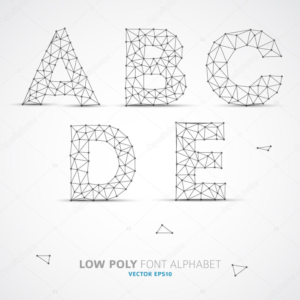 Vector low poly alphabet font