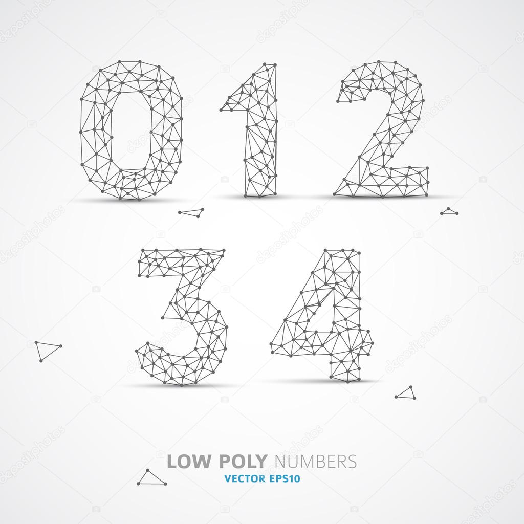Vector low poly numbers font