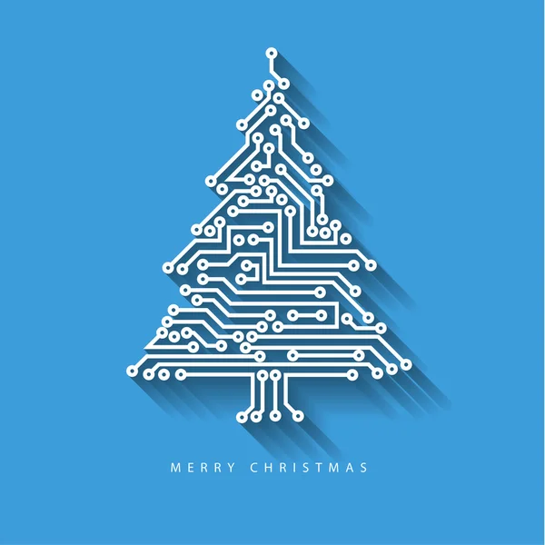 Christmas tree from digital electronic circuit — Stock Vector