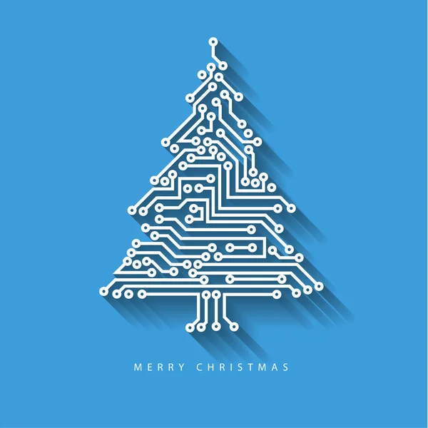 Árbol de Navidad del circuito electrónico digital — Vector de stock