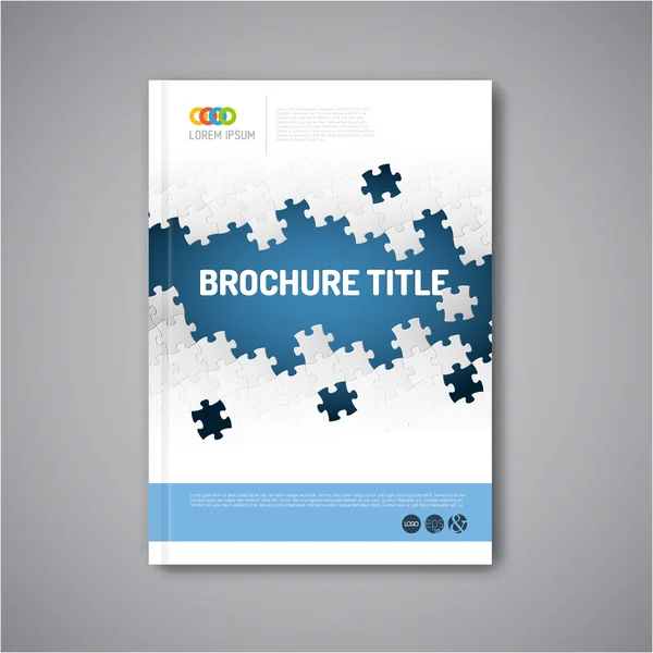 Abstract brochure design template with puzzle — Stock Vector