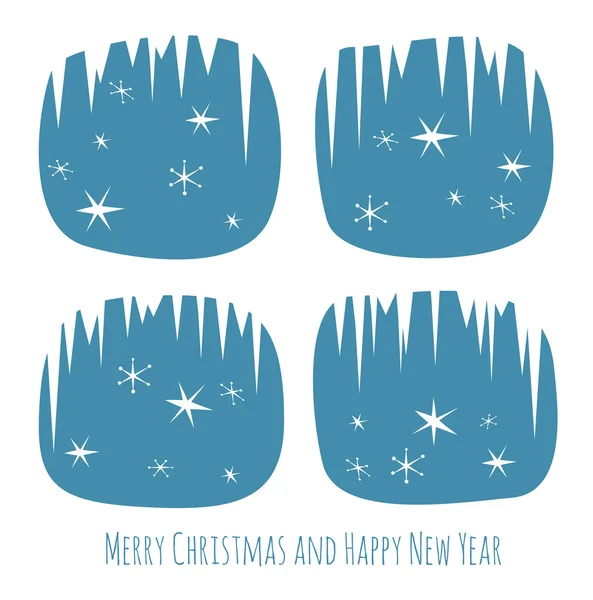 Cartão de Natal com janela e flocos de neve — Vetor de Stock
