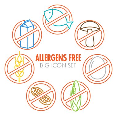 Allerjen ücretsiz ürünler için simgeler