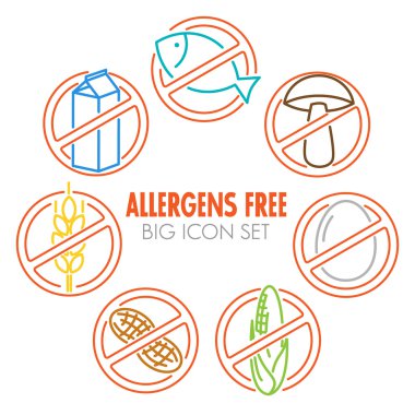 Icons for allergens free products clipart