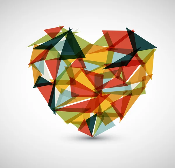 色三角形から作られた心 — ストックベクタ