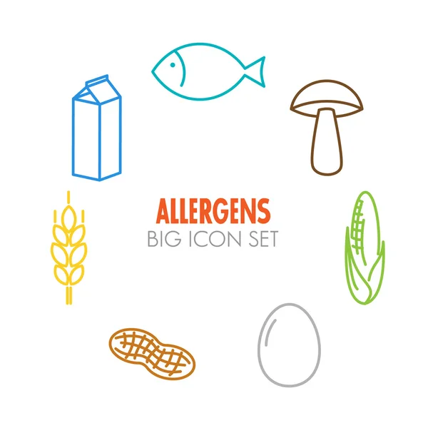 Vector icons for allergens — Stock Vector