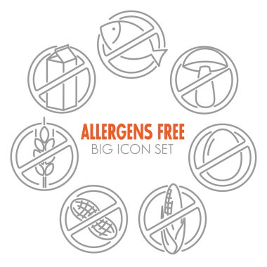 Vector icons for allergens free products clipart