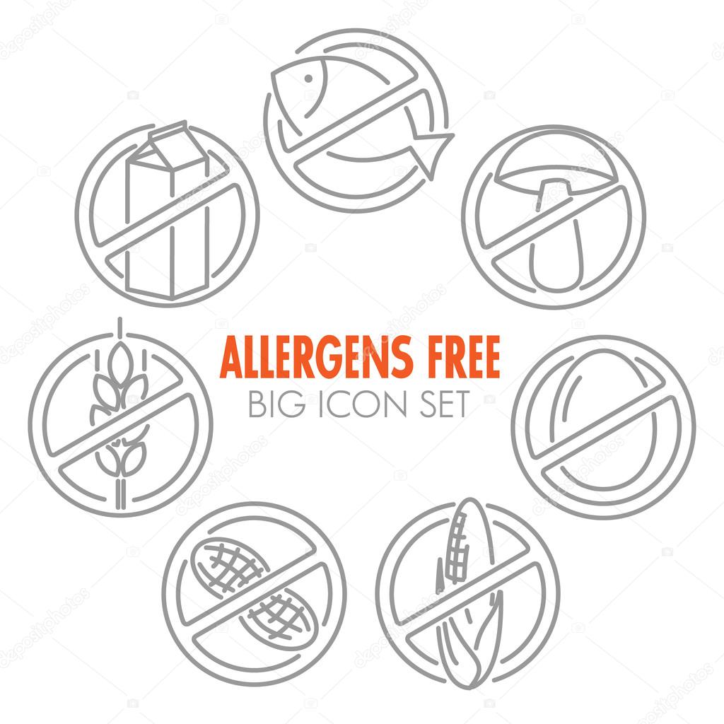 Vector icons for allergens free products