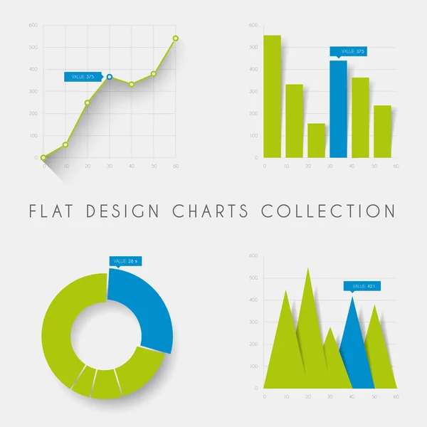 Grafici e grafici delle statistiche di progettazione piatta — Vettoriale Stock