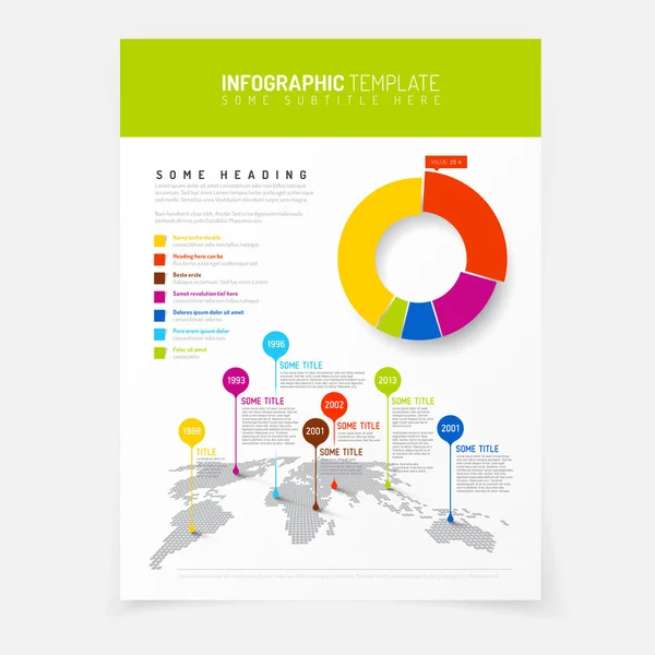 Plakát s infographic mapa světa — Stockový vektor