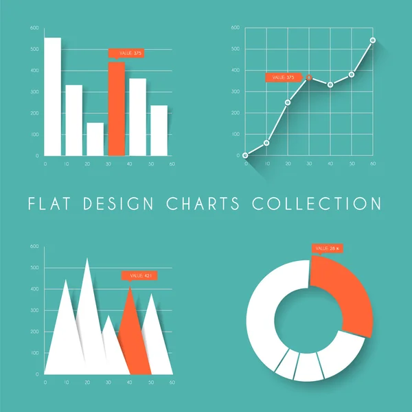 Gráficos y gráficos estadísticos de diseño plano — Vector de stock
