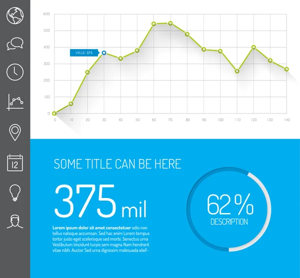 Modello di dashboard infografica semplice — Vettoriale Stock