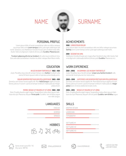 Minimalistyczny szablon CV — Wektor stockowy