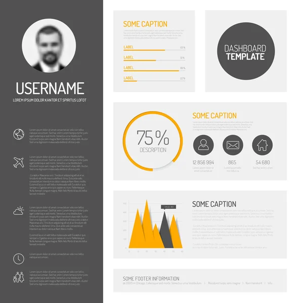 Simple profile dashboard template — Stock Vector