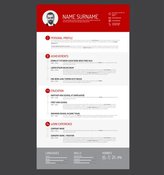 Minimalistyczny szablon CV — Wektor stockowy