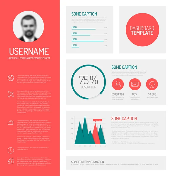 Simple profile dashboard template — Stock Vector