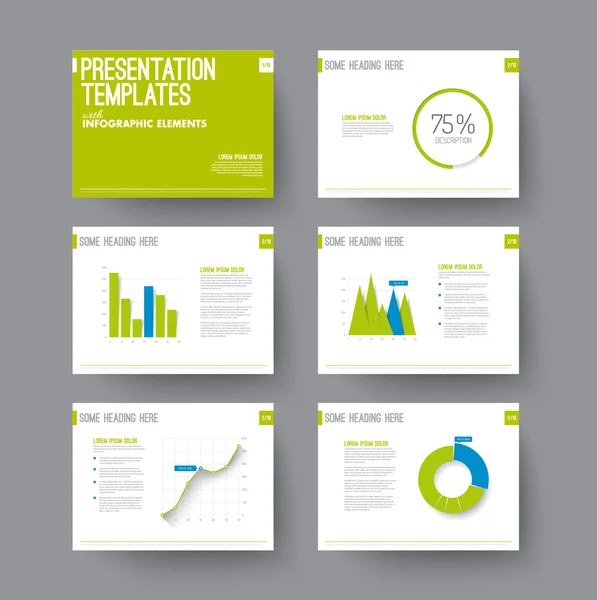 Diapositivas de presentación con elementos infográficos — Vector de stock