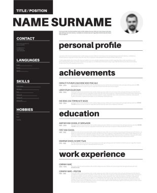 Minimalist cv özgeçmiş şablonu