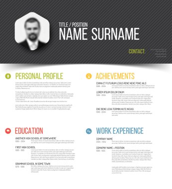 resume template design with profile photo clipart