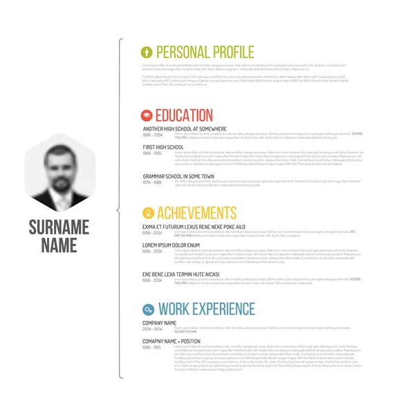 Resume template with profile photo — Stock Vector