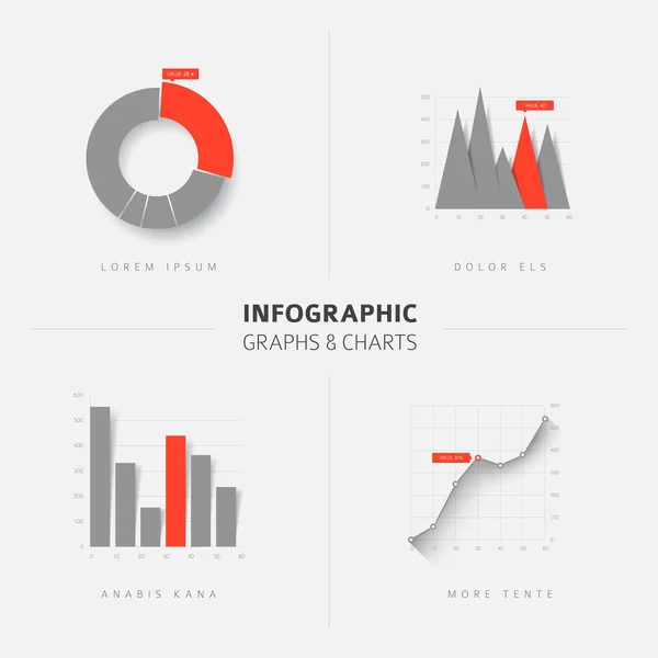 Gráficos e gráficos de infográficos de design plano — Vetor de Stock