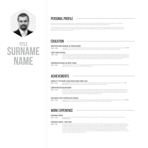 Minimalist black and white cv — Stockový vektor