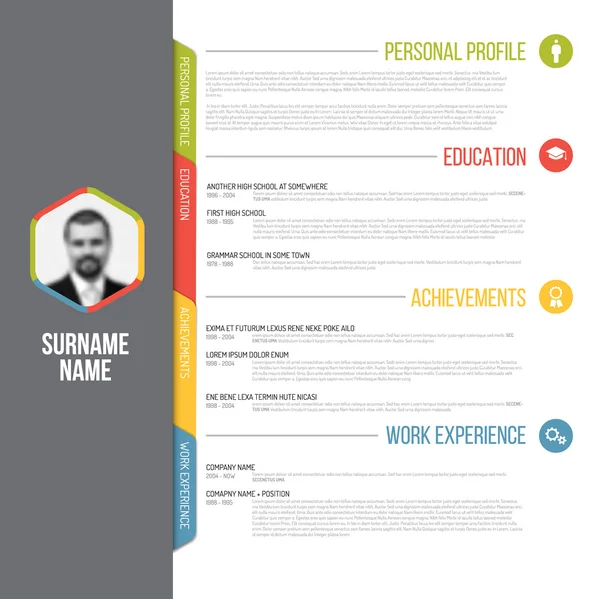 Resume template design with profile photo — Stock Vector