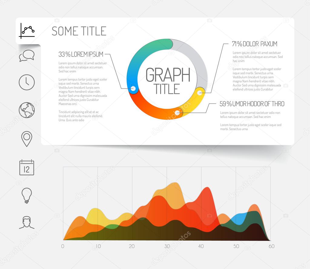 template with flat design graphs and chart