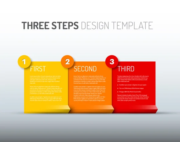 Plantilla de diseño de progreso con tres pasos — Archivo Imágenes Vectoriales