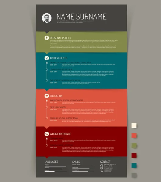 Plantilla de CV con colores retro — Archivo Imágenes Vectoriales