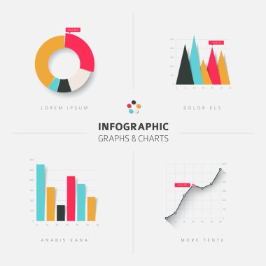 Düz tasarım Infographic Çizelgeler ve grafikler set