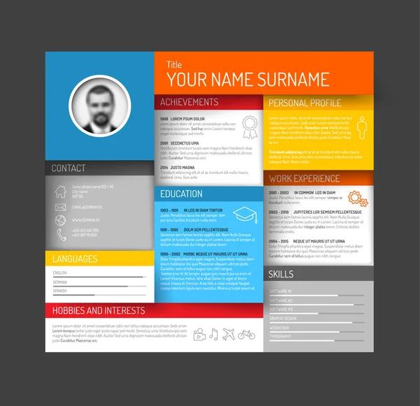 Minimalist cv özgeçmiş şablonu — Stok Vektör
