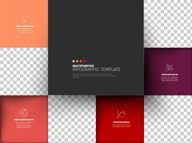 Bu çok amaçlı bilgi şablonu sunumlar için fotoğraf tutucuları olan modern bir kare şablon tasarımı içerir. Veriler için profesyonel bir kare şablonu oluşturmak için bilgi şablonu.