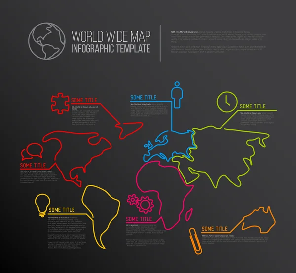 Dark World map infographic template — Stock Vector