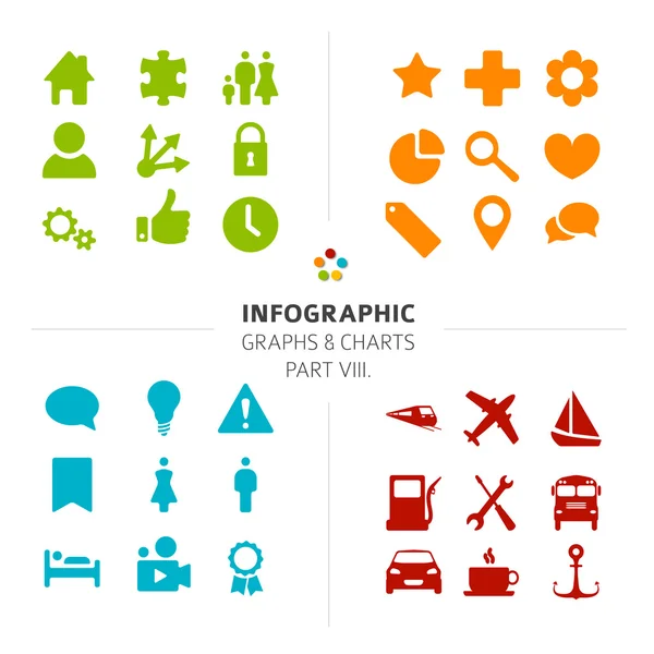 Minimalistisk Infographic ikon insamling — Stock vektor