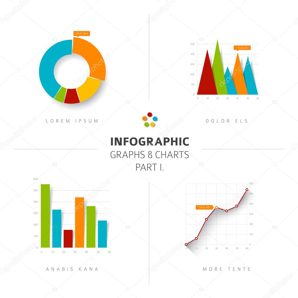 flat design infographic charts and graphs