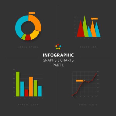 Düz tasarım infographics istatistik kümesi